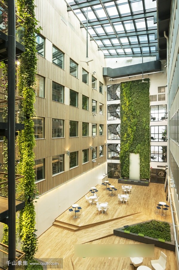 哥德堡能源公司植物墙 阳光明媚的中庭