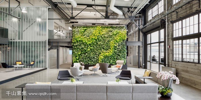 工业风办公室垂直绿化 充满活力的办公室