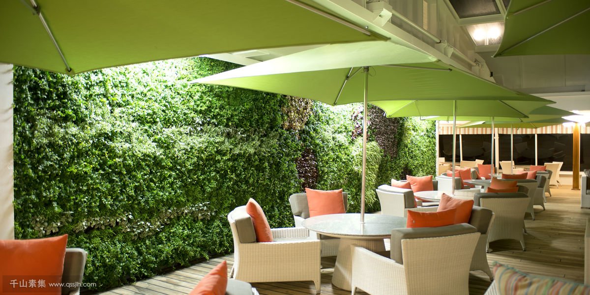 度假游轮植物墙，绿植打造的清新用餐区